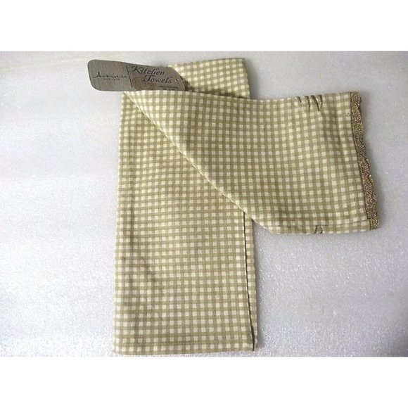 Artistic Accents Nautical Sea Shell Gold Lace Kitchen Towel Beach Cotton Tan NWT - Picture 4 of 8